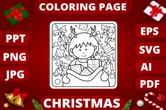 A Designer's Review: Christmas Coloring Page for Kids 14 Graphics