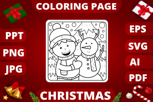 Christmas Coloring Page for Kids 11 Graphics for Seasonal Products