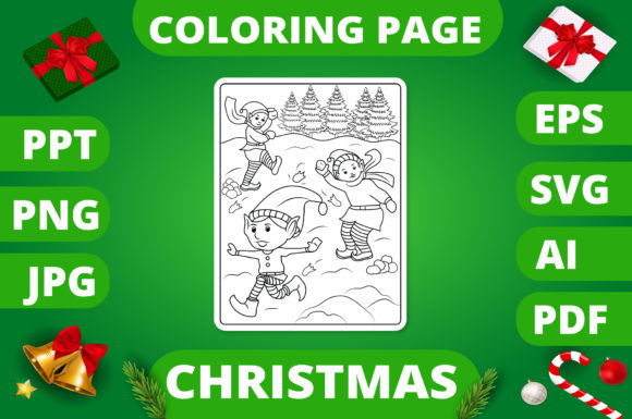 Christmas Coloring Page for Kids 12 V2: A Graphics Asset Review