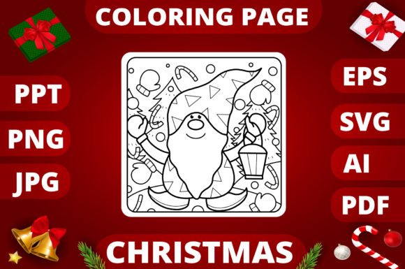 Christmas Coloring Page for Kids 2: A Graphics Asset for Editorial Use