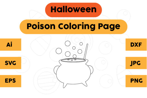 Evaluating Halloween Coloring Page - Poison 03 Graphics for Creative Selling