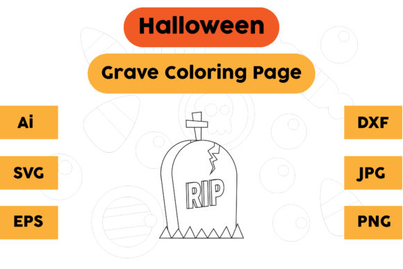 Examining the Halloween Coloring Page 'Grave 15' for Embroidered Projects