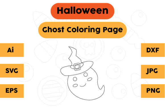 Ghost 17 Halloween Coloring Page for Graphics and Coloring
