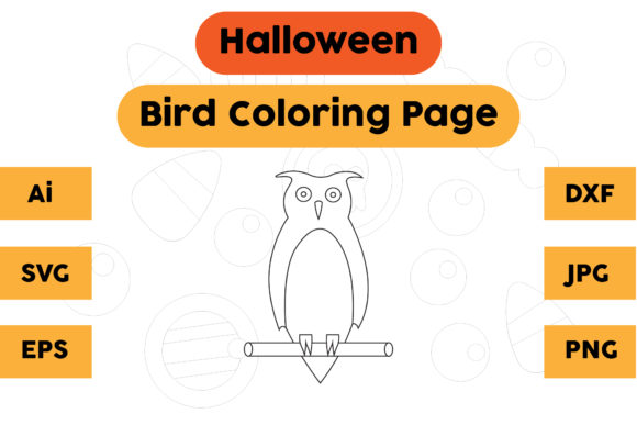 Halloween Coloring Page Bird 04: A Versatile Graphic for Seasonal Designs