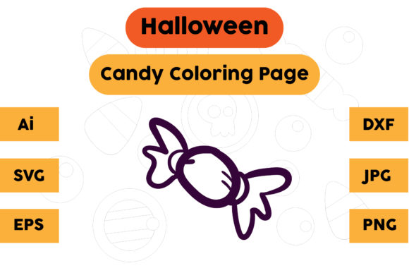 Halloween Coloring Page Candy Graphics for Crafting & DIY
