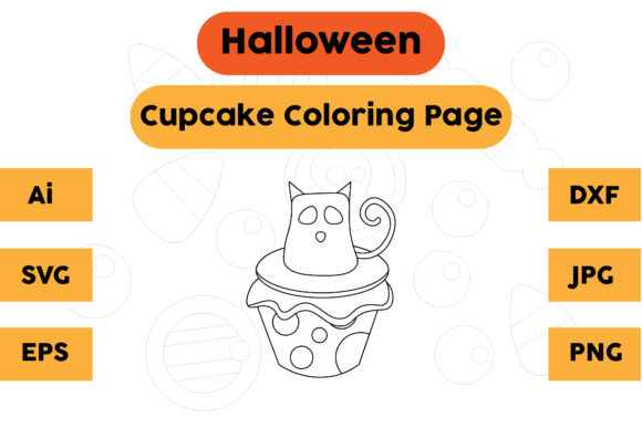 Halloween Coloring Page - Cupcake 01 for Graphics & Coloring Pages