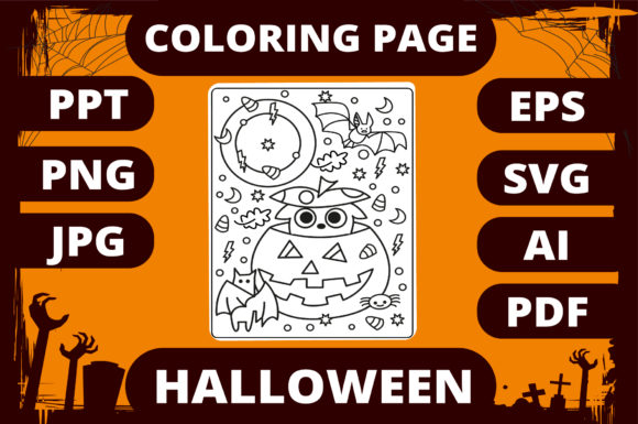 Halloween Coloring Page Graphics for Content Creators