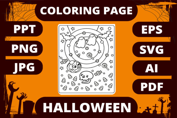 Halloween Coloring Page Graphics for Kids & Crafters