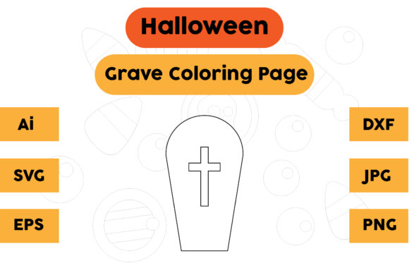 Halloween Coloring Page Grave 08: A Graphics Asset Review