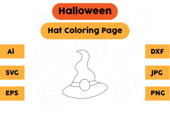 Halloween Coloring Page Hat 02 for Graphics and Coloring