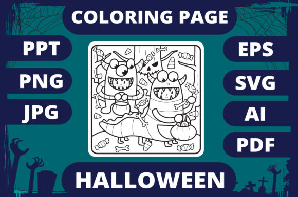 Halloween Coloring Pages as Versatile Graphic Design Assets