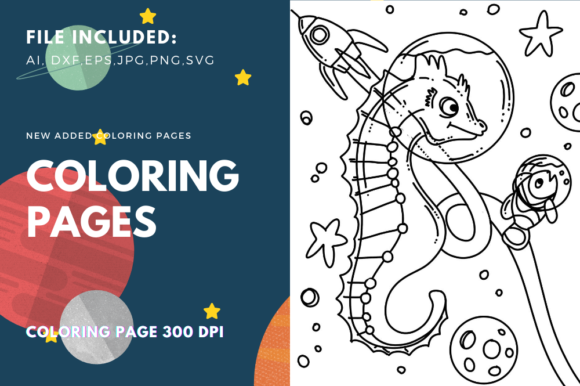 The Space Sea Horse Coloring Page: A Graphics Asset Review