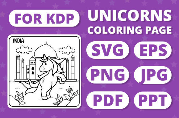 Traveling Unicorns Graphics for Coloring Pages and Product Creation