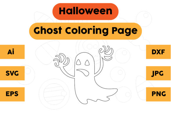 Unboxing Halloween Coloring Page - Ghost 08 for Brand Design